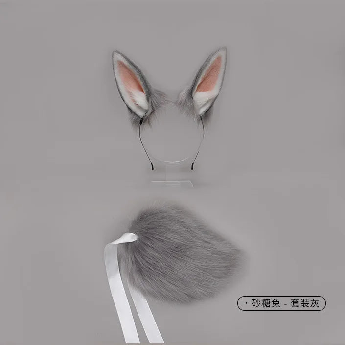 Set Orejas y Cola de Conejo de Peluche – Accesorio Therian para Cosplay