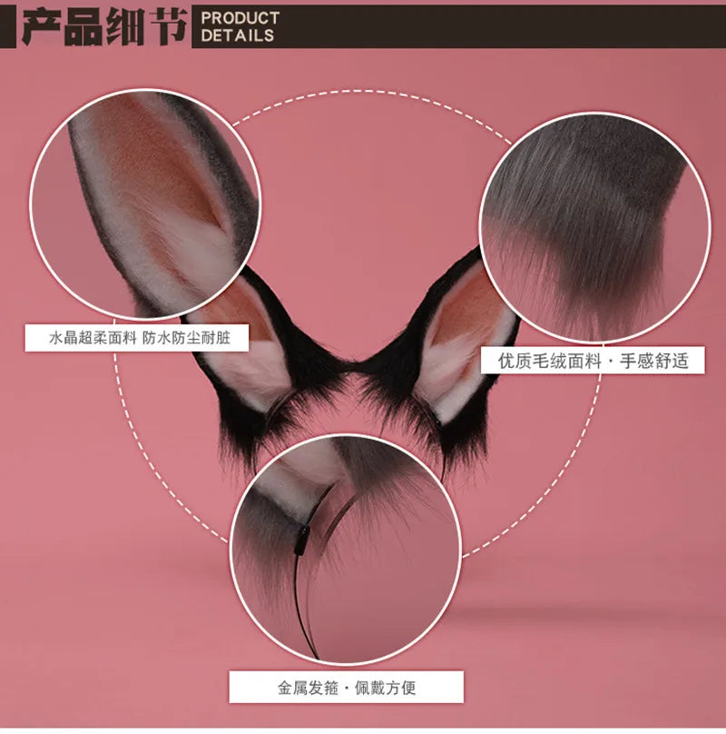 Set Orejas y Cola de Conejo de Peluche – Accesorio Therian para Cosplay