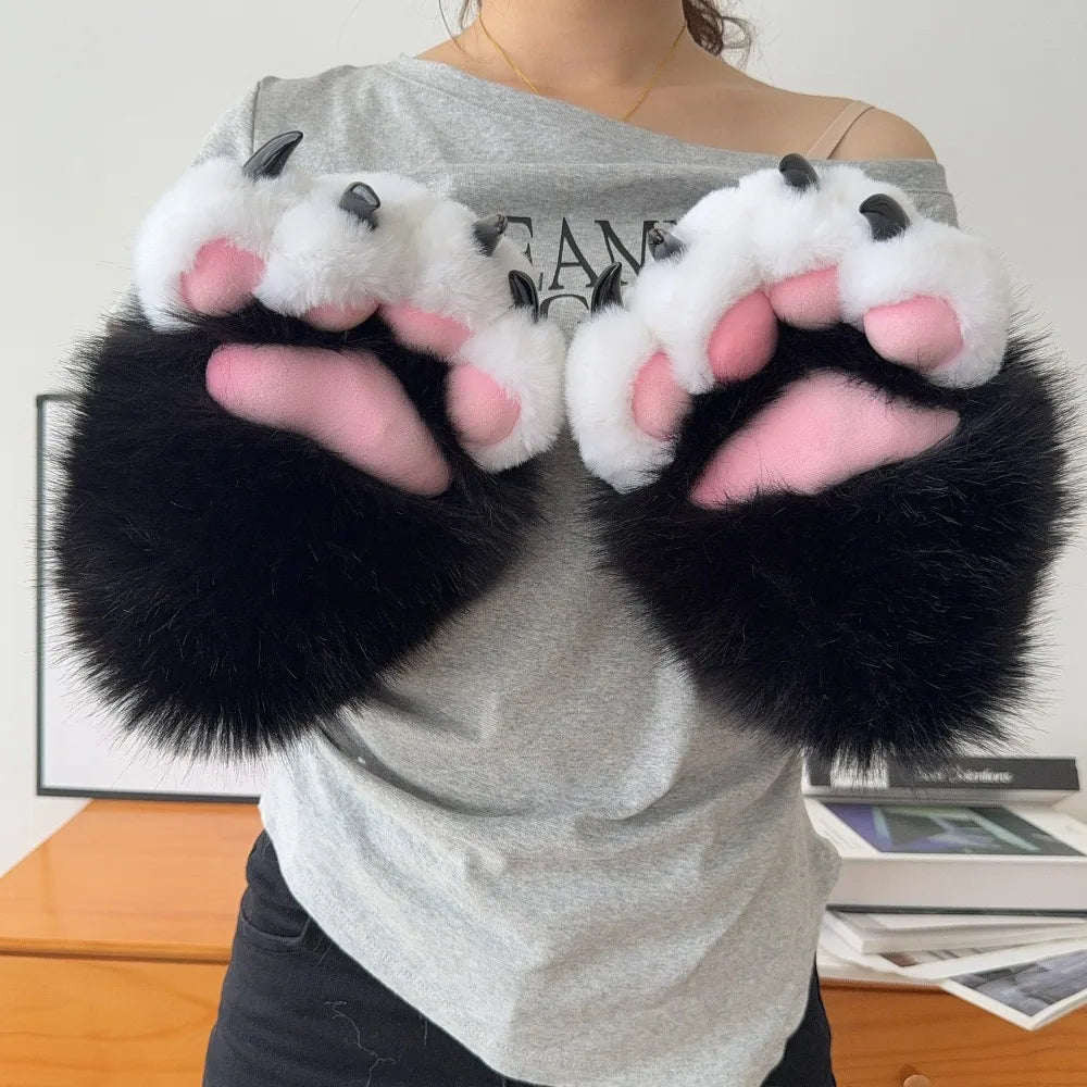 Guantes Pata de Gato 3D con Sonido – Mitones Therian Kawaii de Invierno