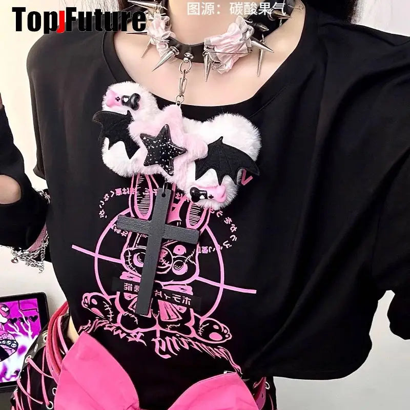 Choker Gótico con Pinchos y Alas – Collar Punk Y2K para Therian y Estilo Alternativo