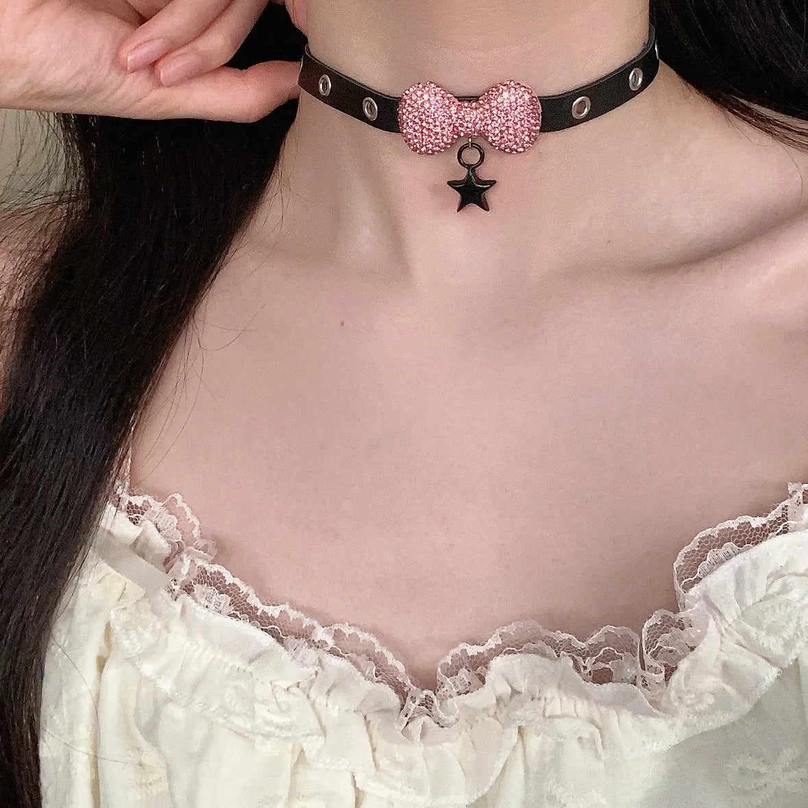 Choker de Leopardo con Hueso de Peluche – Collar Kawaii Y2K para Therian