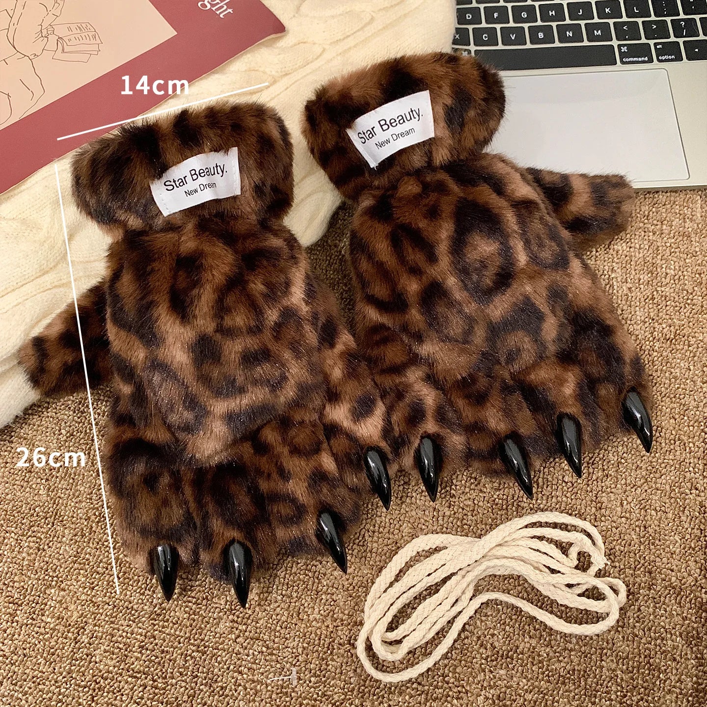 Guantes Pata de Leopardo 3D – Guantes Therian de Invierno Suaves y Cálidos