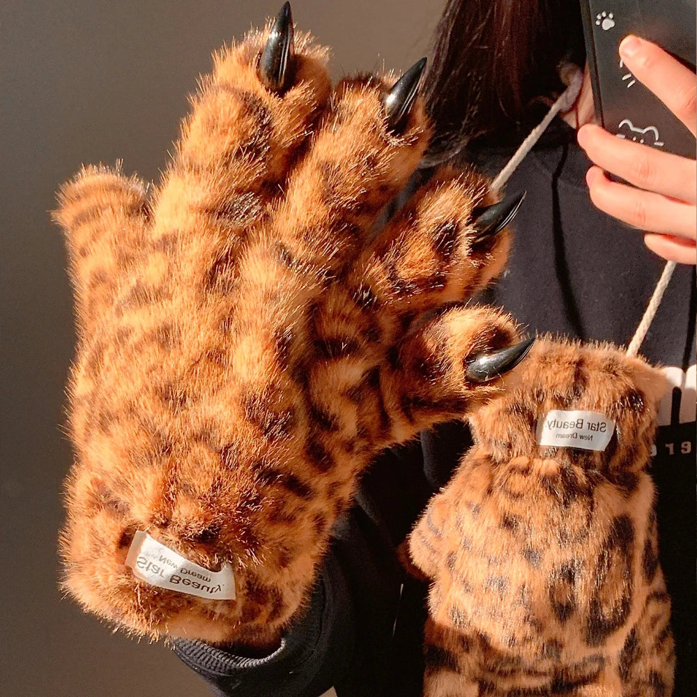 Guantes Pata de Leopardo 3D – Guantes Therian de Invierno Suaves y Cálidos