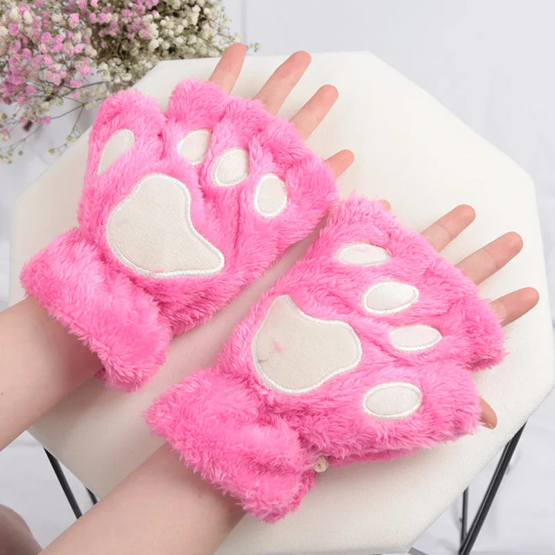 Guantes Pata de Gato 3D – Mitones Therian Suaves para Invierno