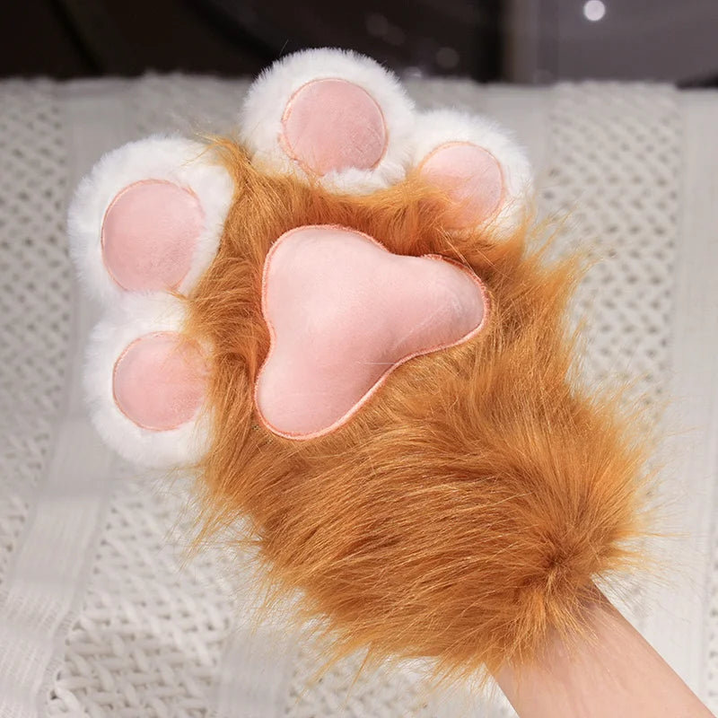 Guantes Pata de Gato / Zorro 3D – Mitones Therian de Pelo Suave