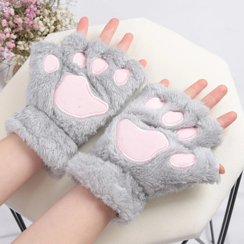Guantes Pata de Gato 3D – Mitones Therian Suaves para Invierno