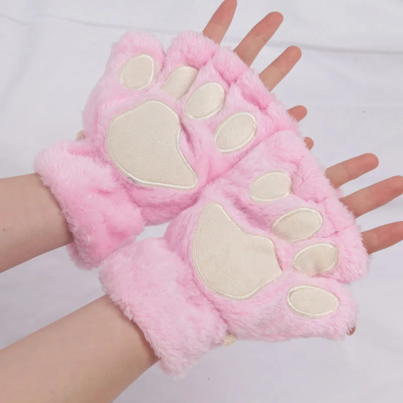 Guantes Pata de Gato 3D – Mitones Therian Suaves para Invierno