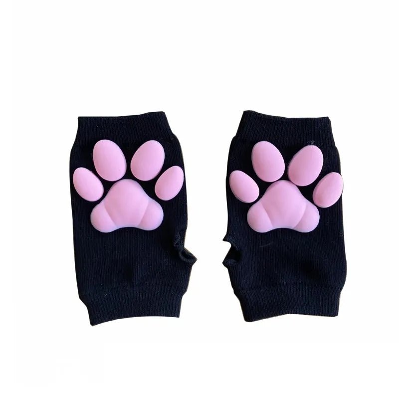 Conjunto Pata de Gato 3D – Medias Altas y Guantes Suaves para Therian y Cosplay