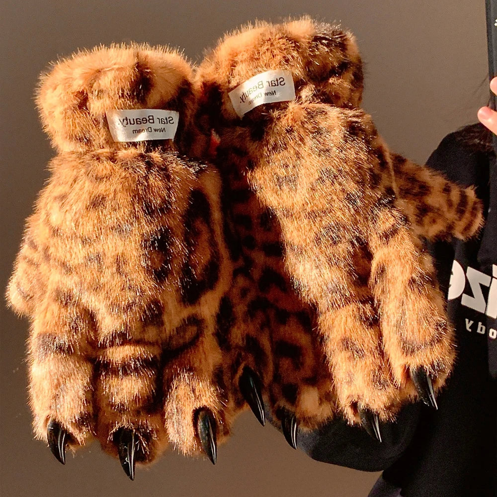 Guantes Pata de Leopardo 3D – Guantes Therian de Invierno Suaves y Cálidos