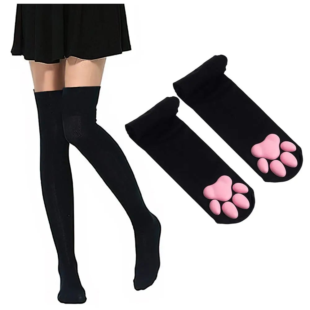 Conjunto Pata de Gato 3D – Medias Altas y Guantes Suaves para Therian y Cosplay