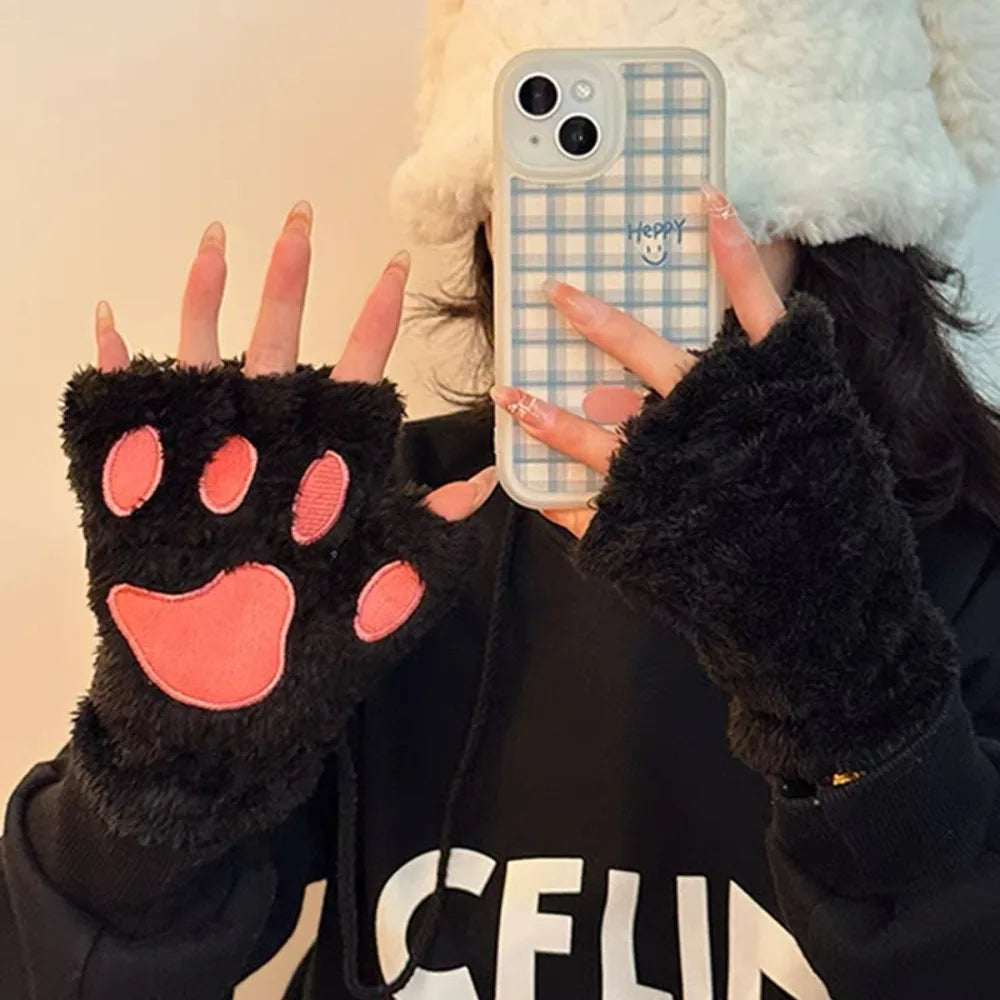 Guantes Pata de Gato 3D con Sonido – Mitones Therian Kawaii de Invierno