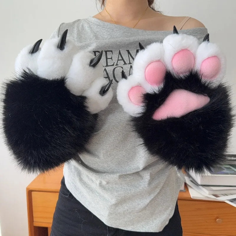 Guantes Pata de Gato 3D con Sonido – Mitones Therian Kawaii de Invierno