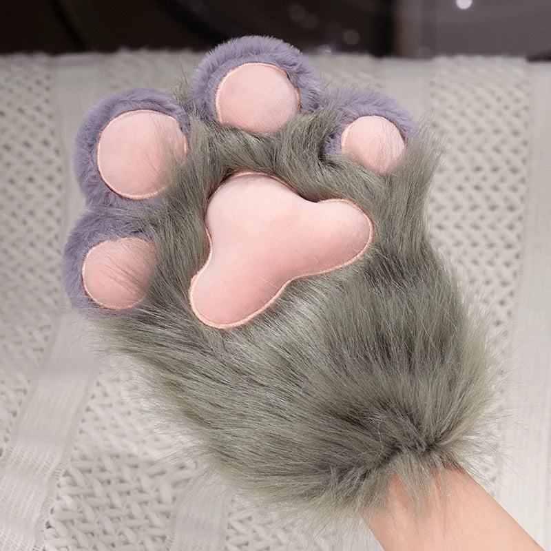 Guantes Pata de Gato / Zorro 3D – Mitones Therian de Pelo Suave