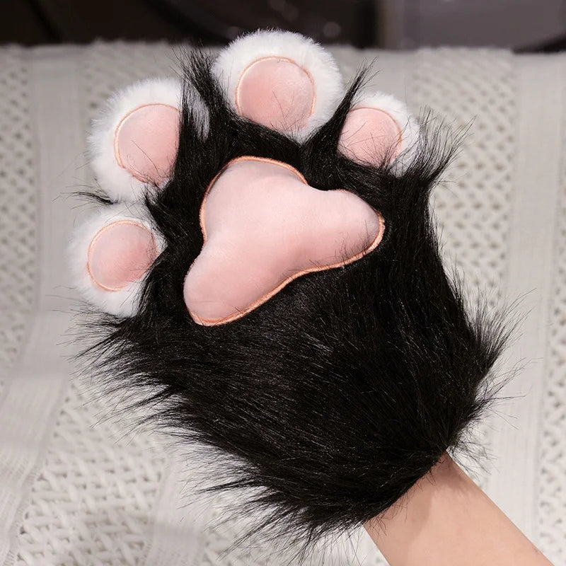 Guantes Pata de Gato / Zorro 3D – Mitones Therian de Pelo Suave