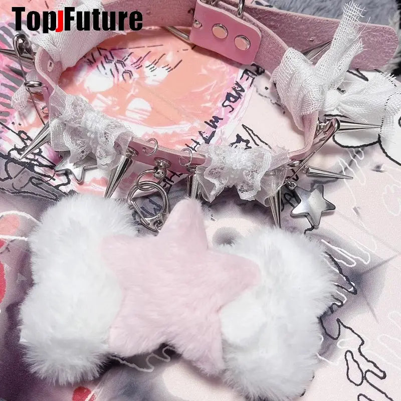 Choker Gótico con Pinchos y Alas – Collar Punk Y2K para Therian y Estilo Alternativo