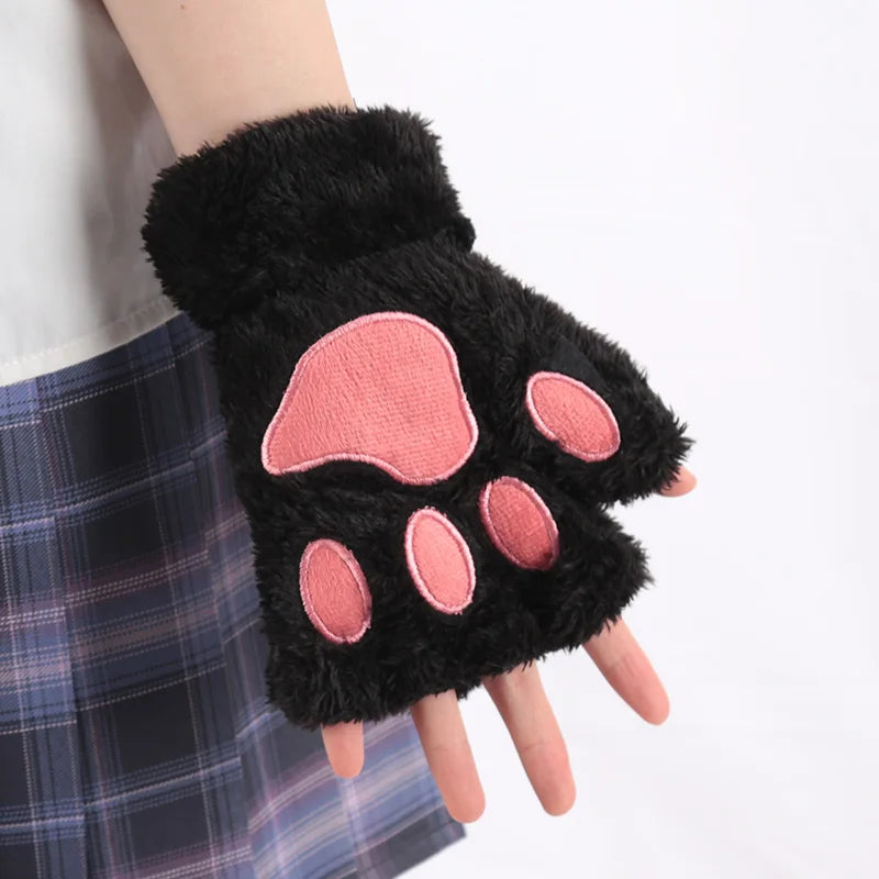 Guantes Pata de Gato 3D – Mitones Therian Suaves para Invierno