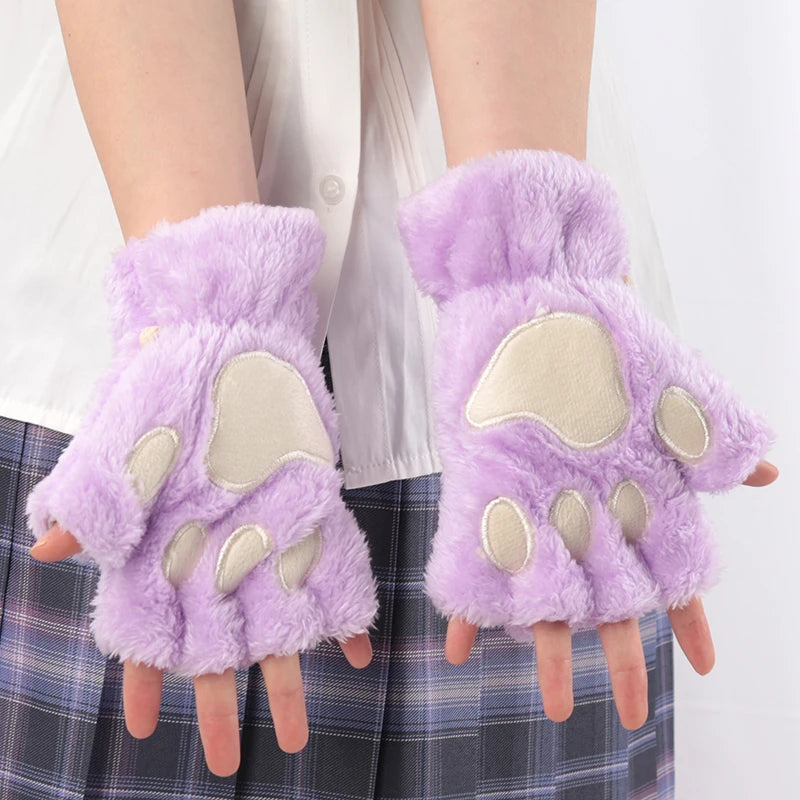 Guantes Pata de Gato 3D – Mitones Therian Suaves para Invierno