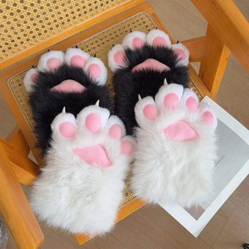 Guantes Pata de Gato 3D con Sonido – Mitones Therian Kawaii de Invierno