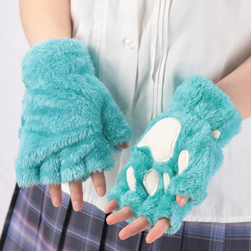 Guantes Pata de Gato 3D – Mitones Therian Suaves para Invierno