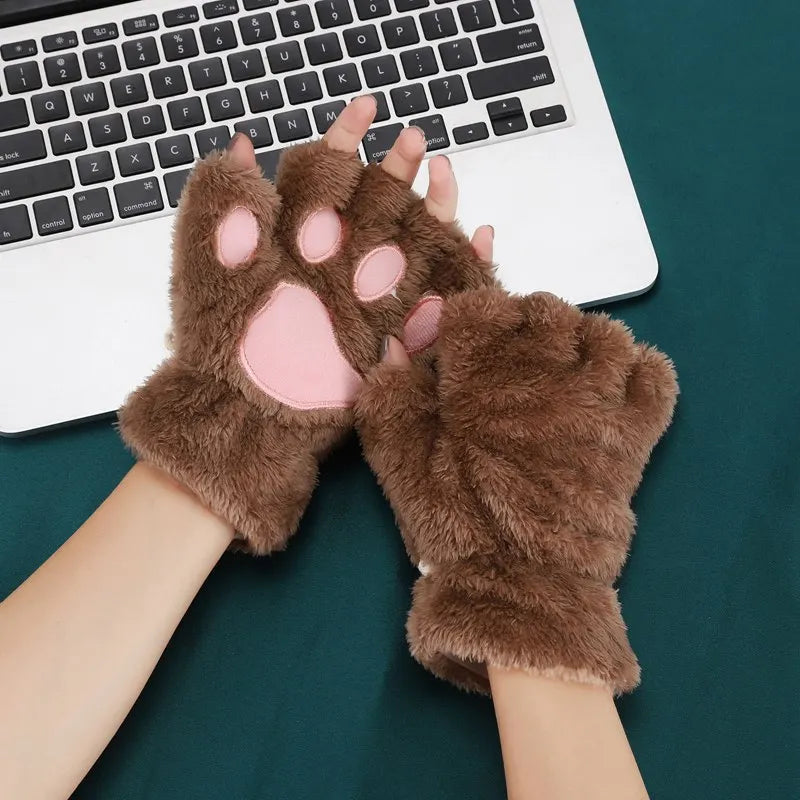 Guantes Pata de Gato 3D – Mitones Therian Suaves para Invierno