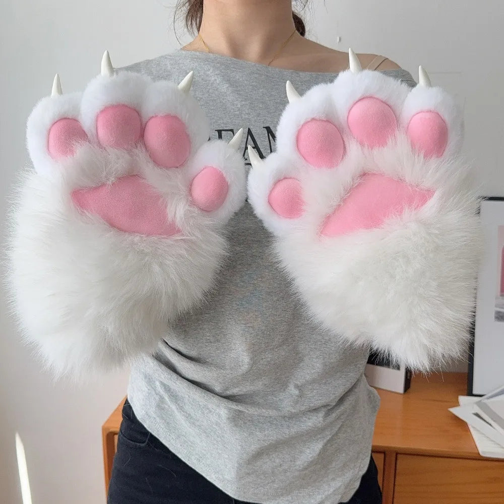 Guantes Pata de Gato 3D con Sonido – Mitones Therian Kawaii de Invierno
