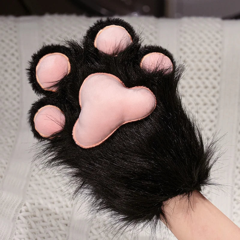 Guantes Pata de Gato / Zorro 3D – Mitones Therian de Pelo Suave