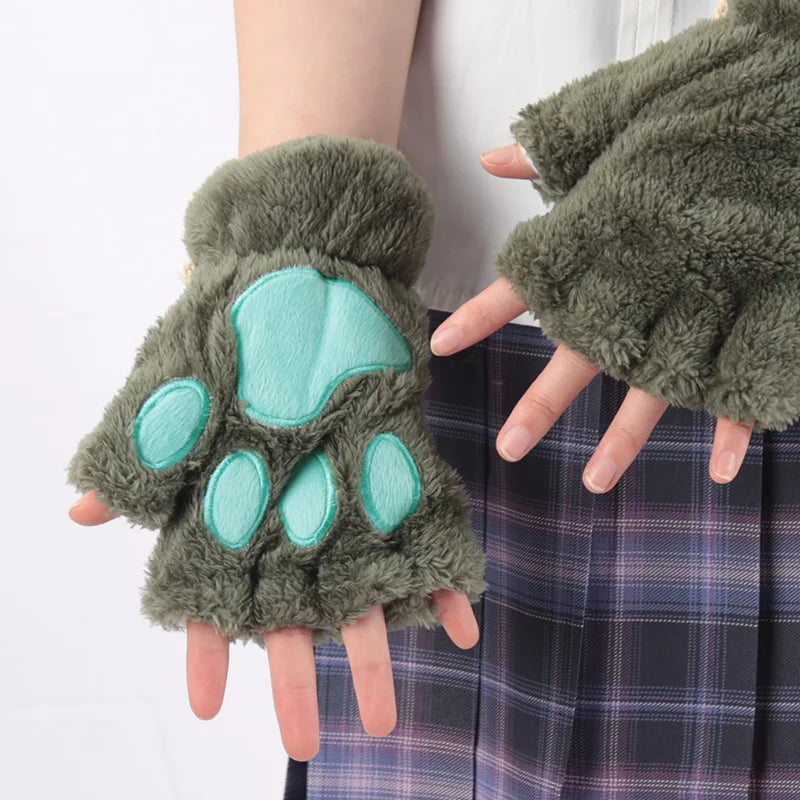 Guantes Pata de Gato 3D – Mitones Therian Suaves para Invierno