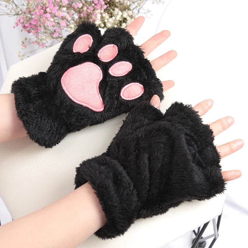 Guantes Pata de Gato 3D – Mitones Therian Suaves para Invierno