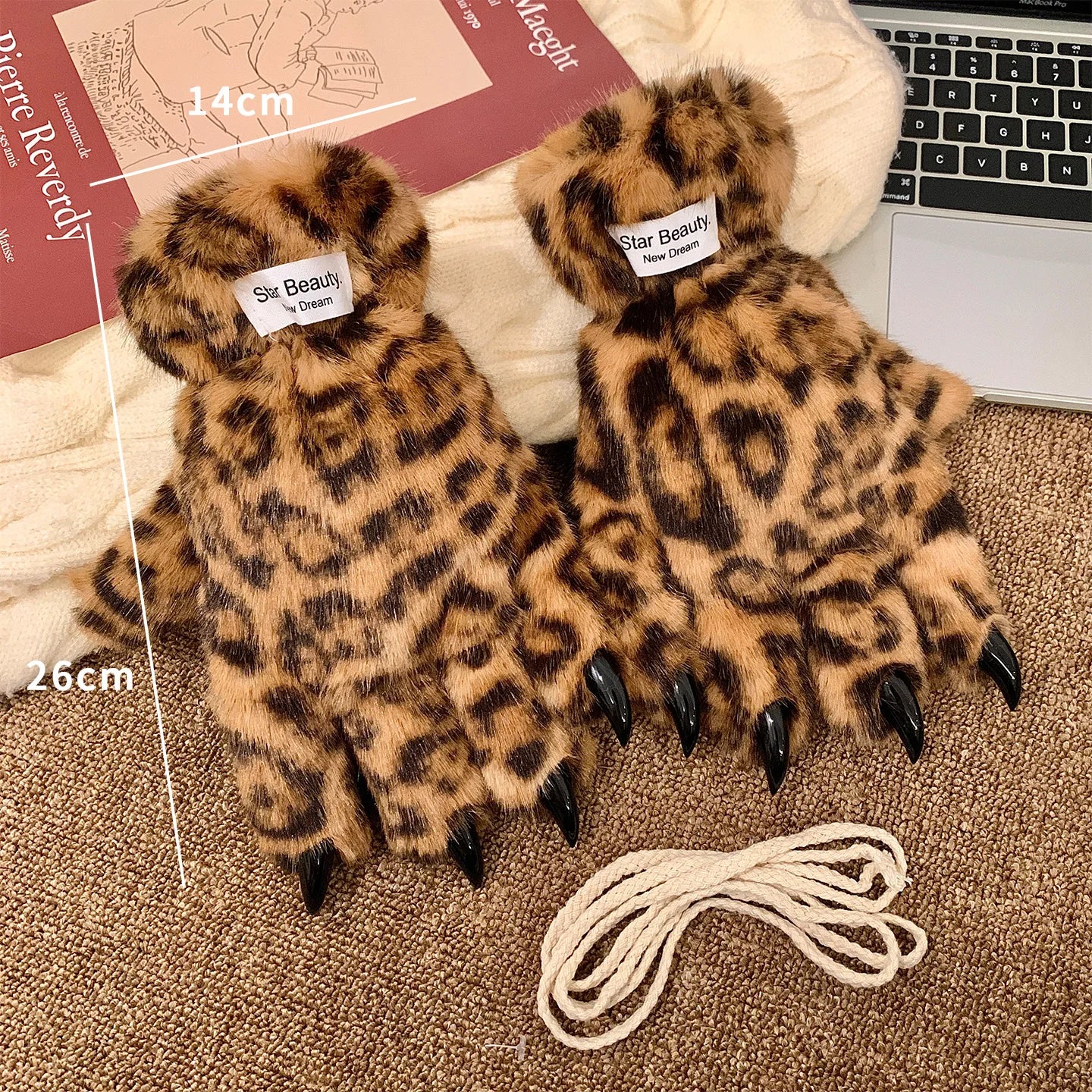 Guantes Pata de Leopardo 3D – Guantes Therian de Invierno Suaves y Cálidos